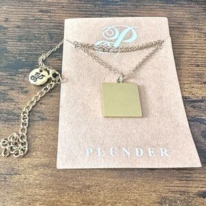 Plunder Gold Square Pendant Necklace